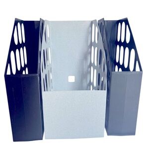 Vintage Sturdy Gray and Two Black Magazine/Folder Organizers.